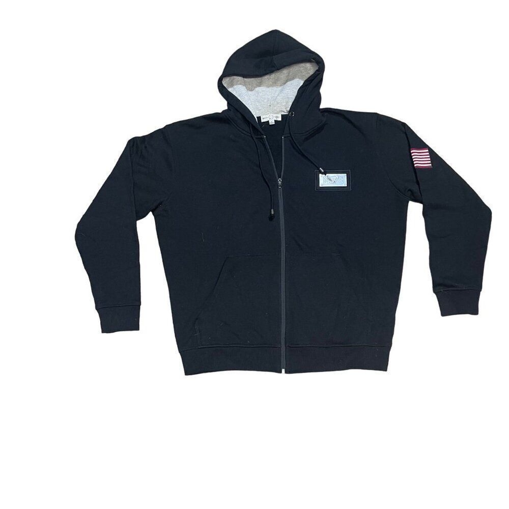 Patriotic Zip-Up Hoodie With Eagle & Flag Patches - Bradford Exchange M READ
